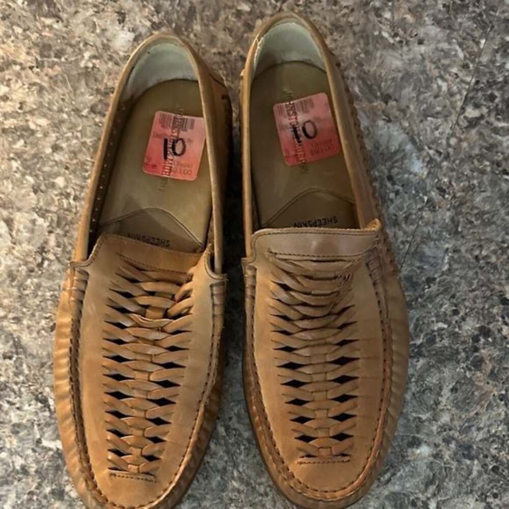 Johnston & Murphy sheepskin Tan Loafers for Men size 10m